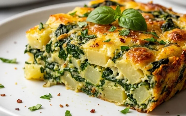 Sformato di patate e spinaci rustico vegetariano 